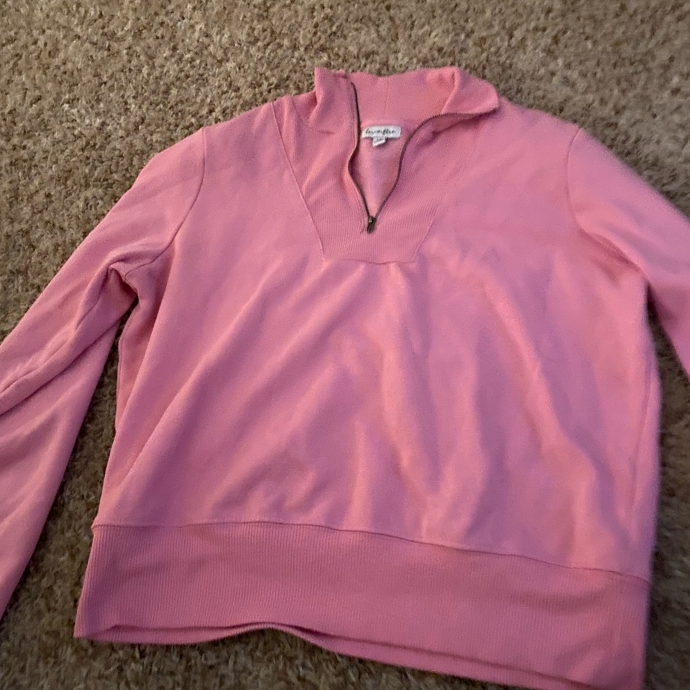 pink jacket, half zip up, pink
